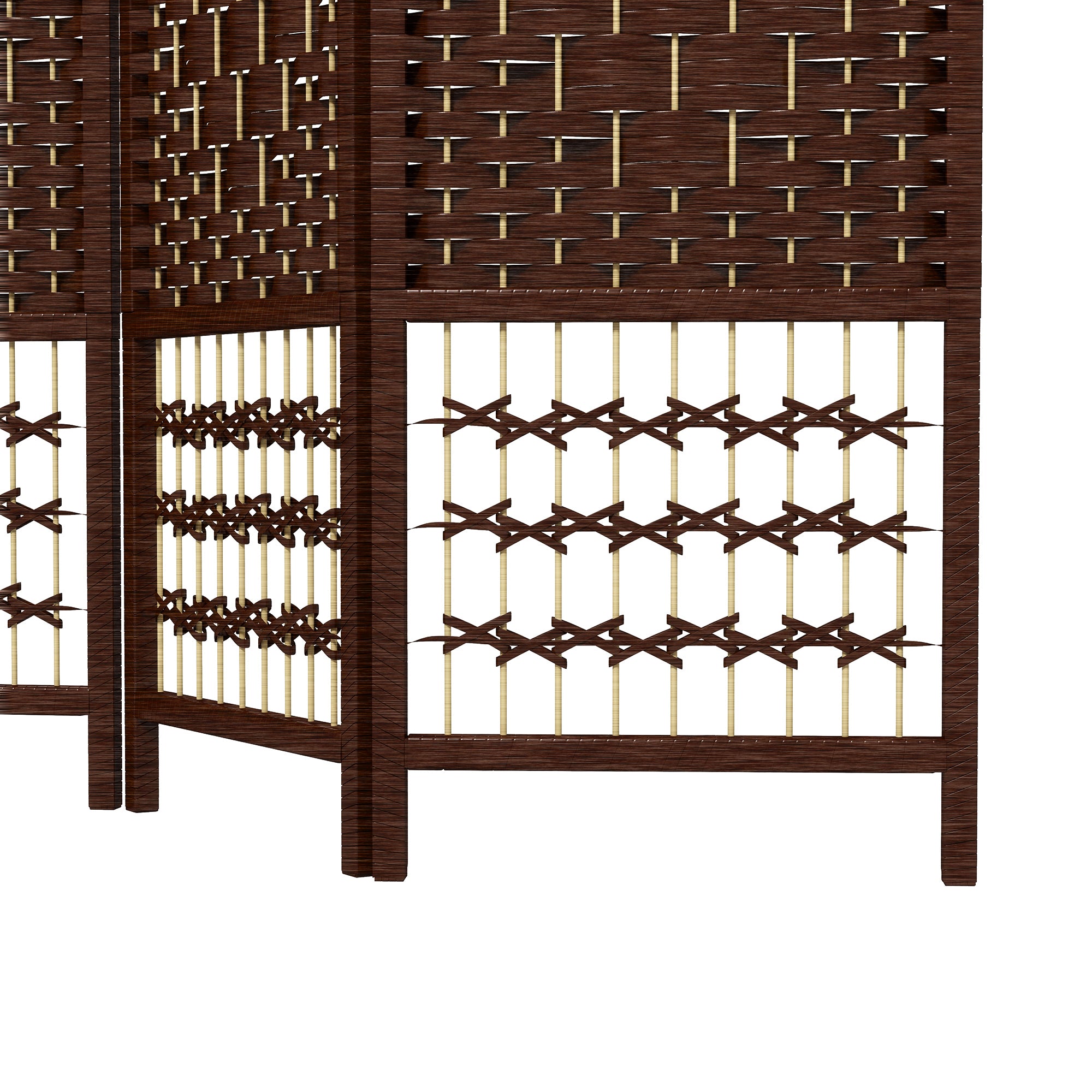 HOMCOM 4 Panel Room Divider, 5.6 ft Tall Folding Privacy Screen, Wave Fiber Freestanding Partition Wall Divider for Home Office, Brown