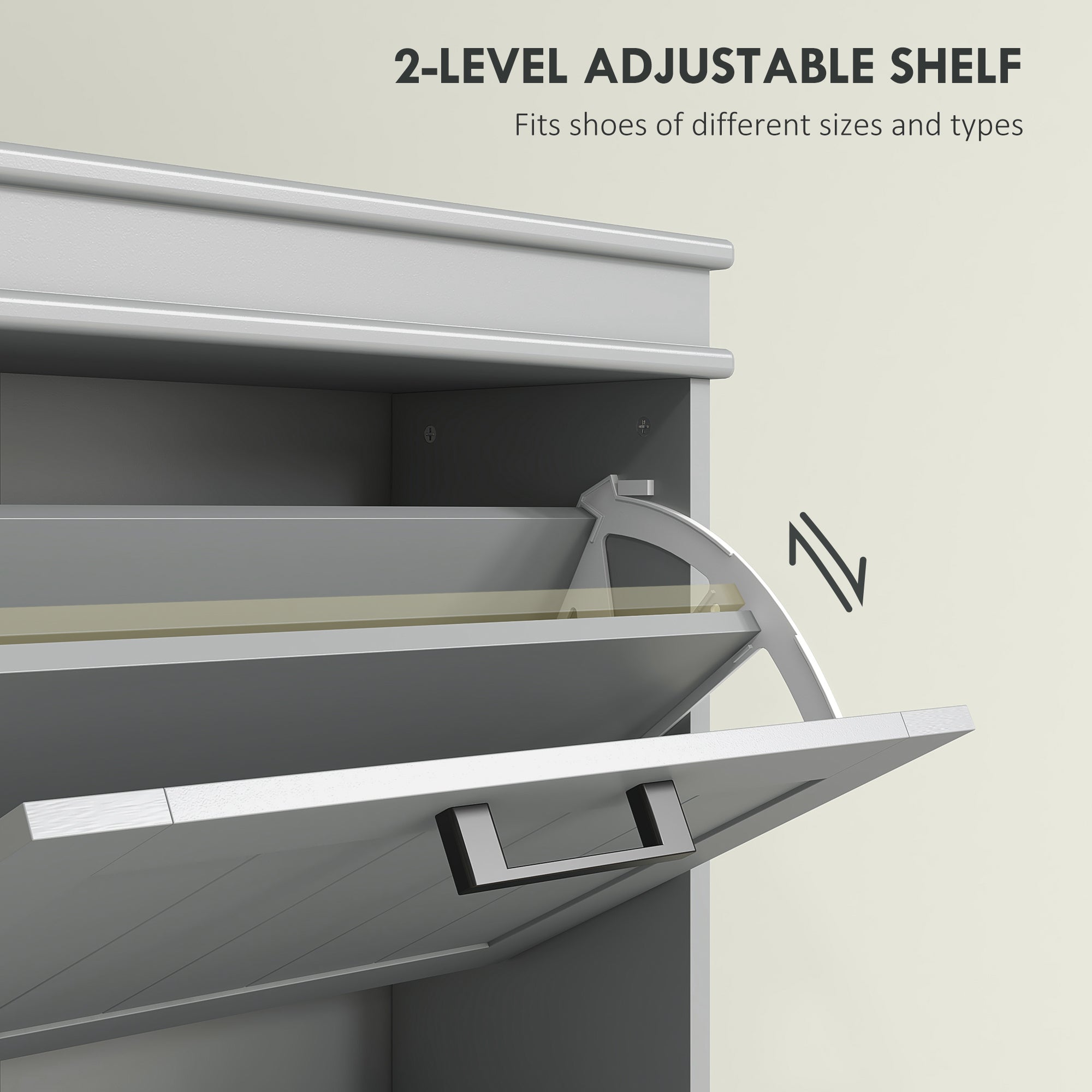 HOMCOM Shoe Cabinet for entryway, Narrow Shoe Storage Cabinet with 3 Flip Drawers and Adjustable Shelves for 15 Pairs of Shoes, Grey