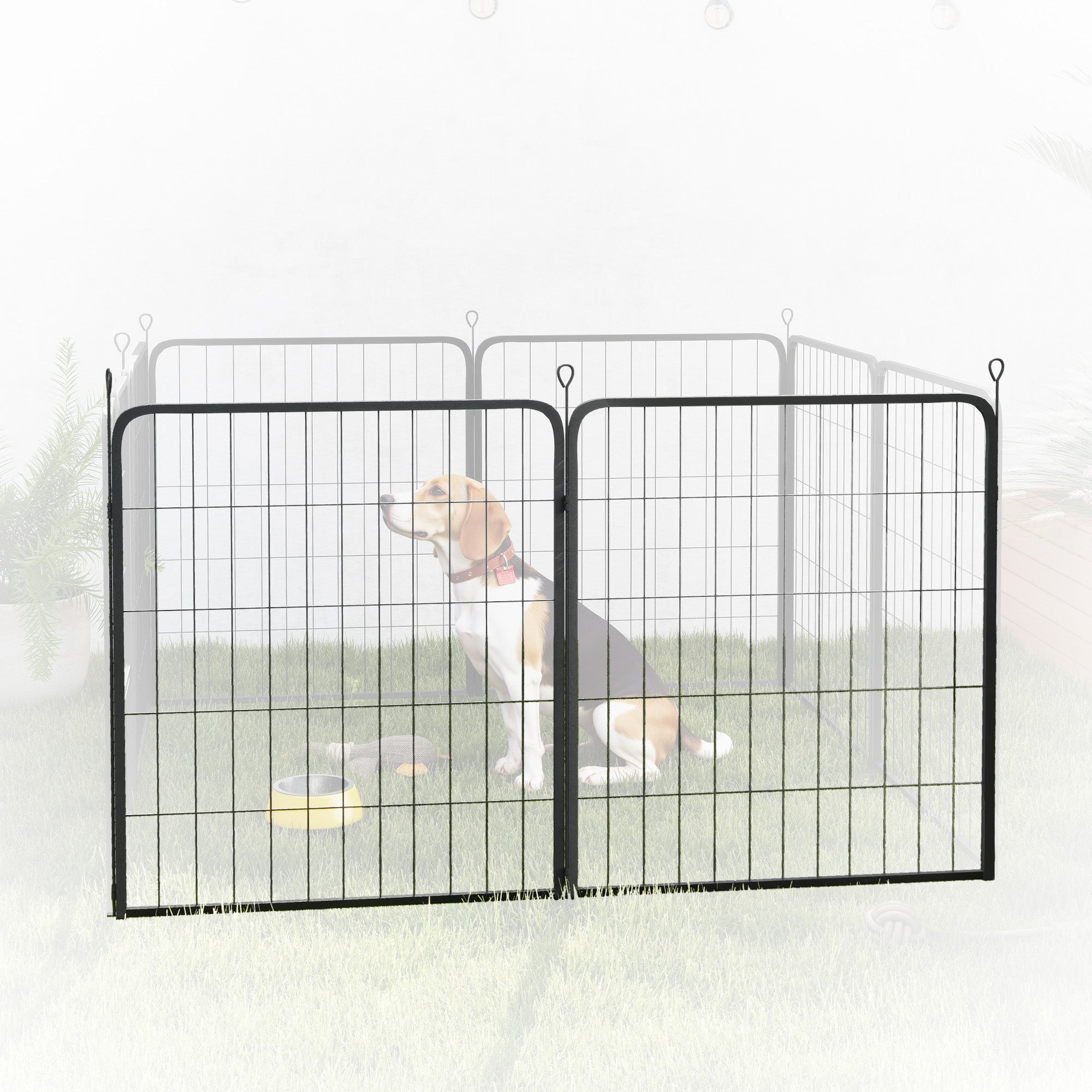 PawHut Dog Pen, 2 Panels Puppy Pen, Heavy Duty Dog Playpen, Portable Detachable Dog Exercise Pen Animal Enclosure for Medium Dogs, 80cm High, Black