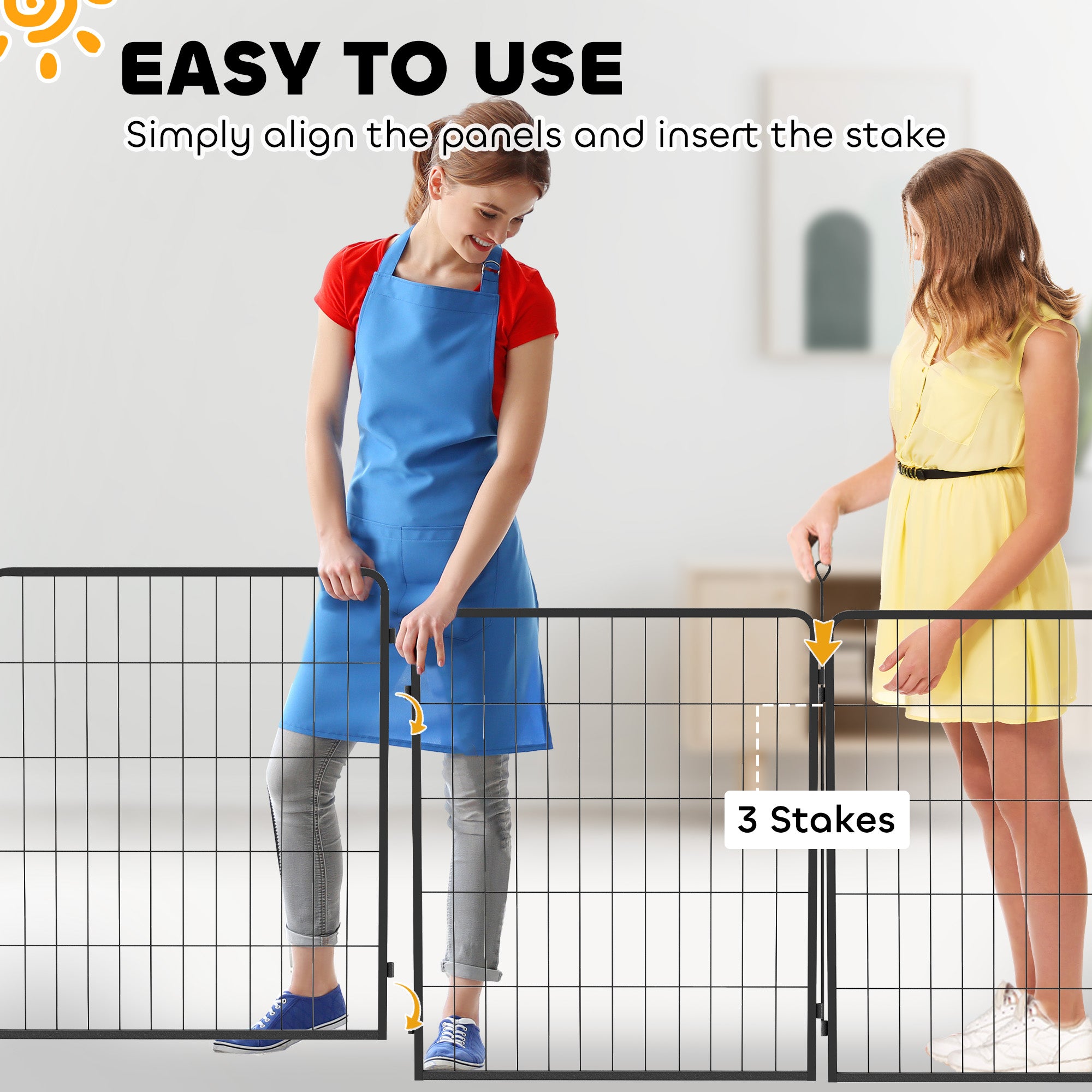 PawHut Dog Pen, 2 Panels Puppy Pen, Heavy Duty Dog Playpen, Portable Detachable Dog Exercise Pen Animal Enclosure for Medium Dogs, 80cm High, Black