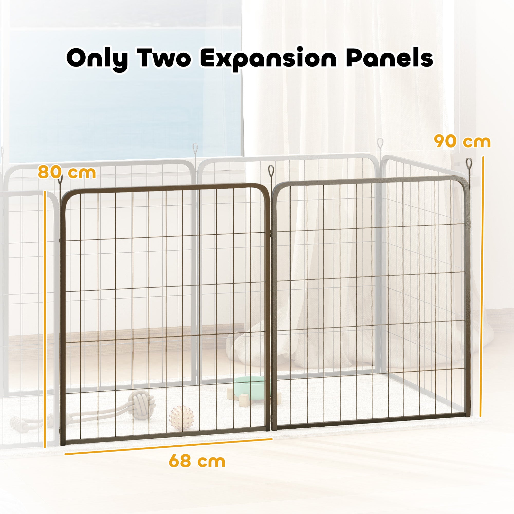 PawHut Dog Pen, 2 Panels Puppy Pen, Heavy Duty Dog Playpen, Portable Detachable Dog Exercise Pen Animal Enclosure for Medium Dogs, 80cm High, Black