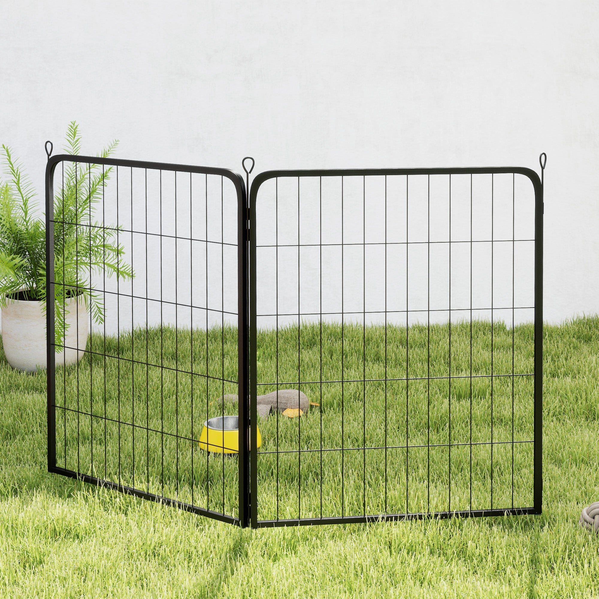 PawHut Dog Pen, 2 Panels Puppy Pen, Heavy Duty Dog Playpen, Portable Detachable Dog Exercise Pen Animal Enclosure for Medium Dogs, 80cm High, Black
