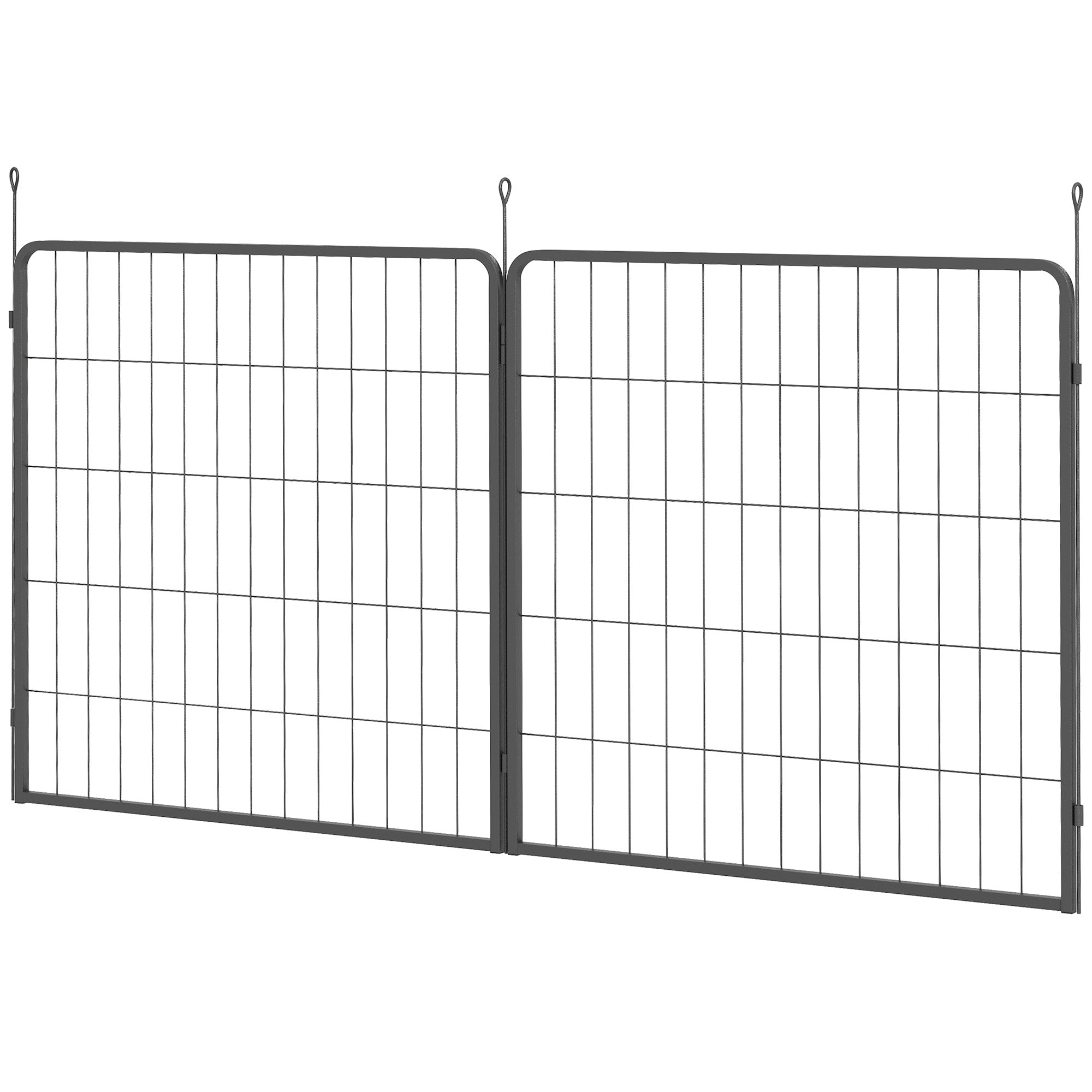 PawHut Dog Pen, 2 Panels Puppy Pen, Heavy Duty Dog Playpen, Portable Detachable Dog Exercise Pen Animal Enclosure for Medium Dogs, 80cm High, Black