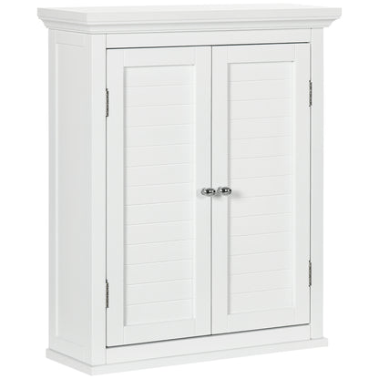 kleankin Bathroom Wall Cabinet, Medicine Cabinet, Over Toilet Storage Cabinet with Adjustable Shelf for Living Room and Entryway, White