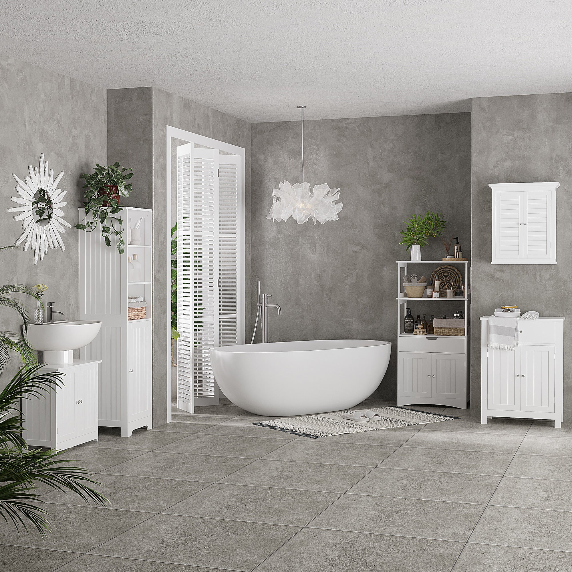 kleankin Bathroom Wall Cabinet, Medicine Cabinet, Over Toilet Storage Cabinet with Adjustable Shelf for Living Room and Entryway, White