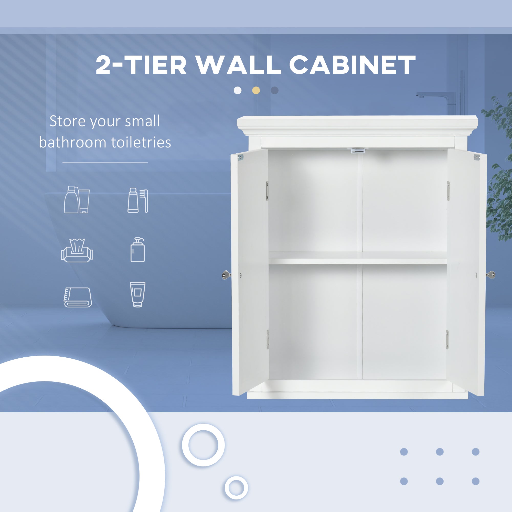 kleankin Bathroom Wall Cabinet, Medicine Cabinet, Over Toilet Storage Cabinet with Adjustable Shelf for Living Room and Entryway, White