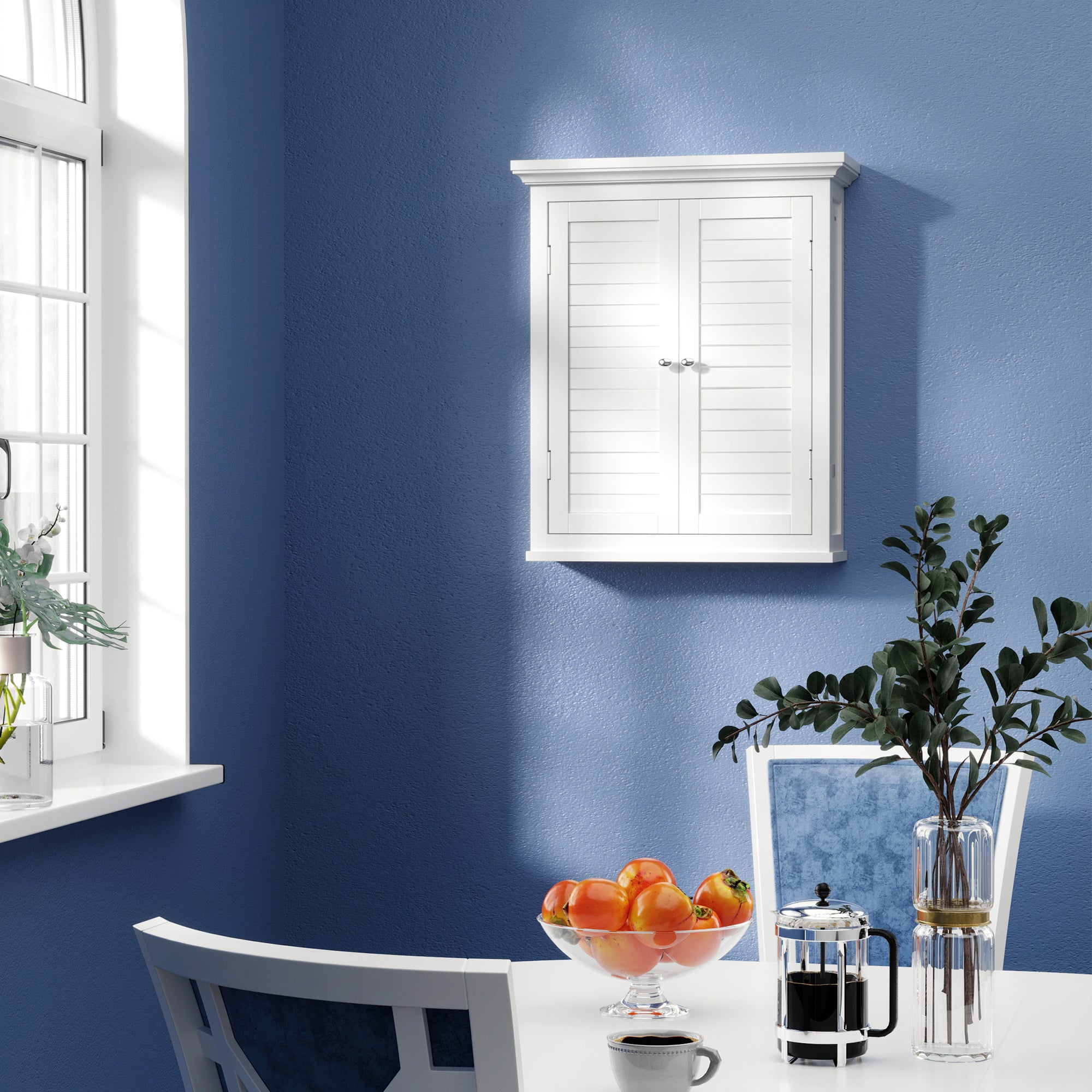 kleankin Bathroom Wall Cabinet, Medicine Cabinet, Over Toilet Storage Cabinet with Adjustable Shelf for Living Room and Entryway, White