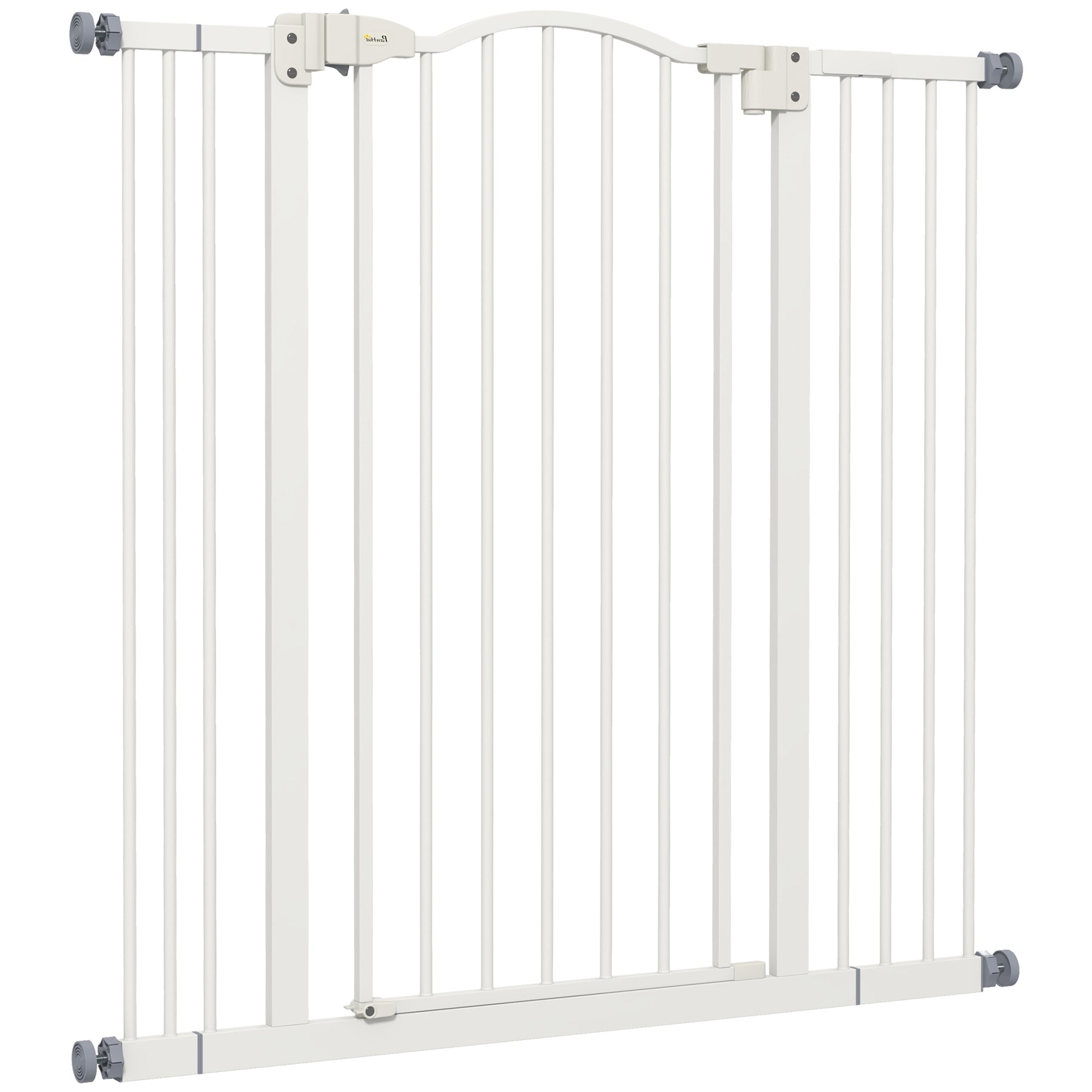 PawHut Pressure Fit Dog Stair Gate No Drilling Safety Gate Auto Close for Doorways, Hallways, 74-100cm Adjustable, 94cm Tall, White