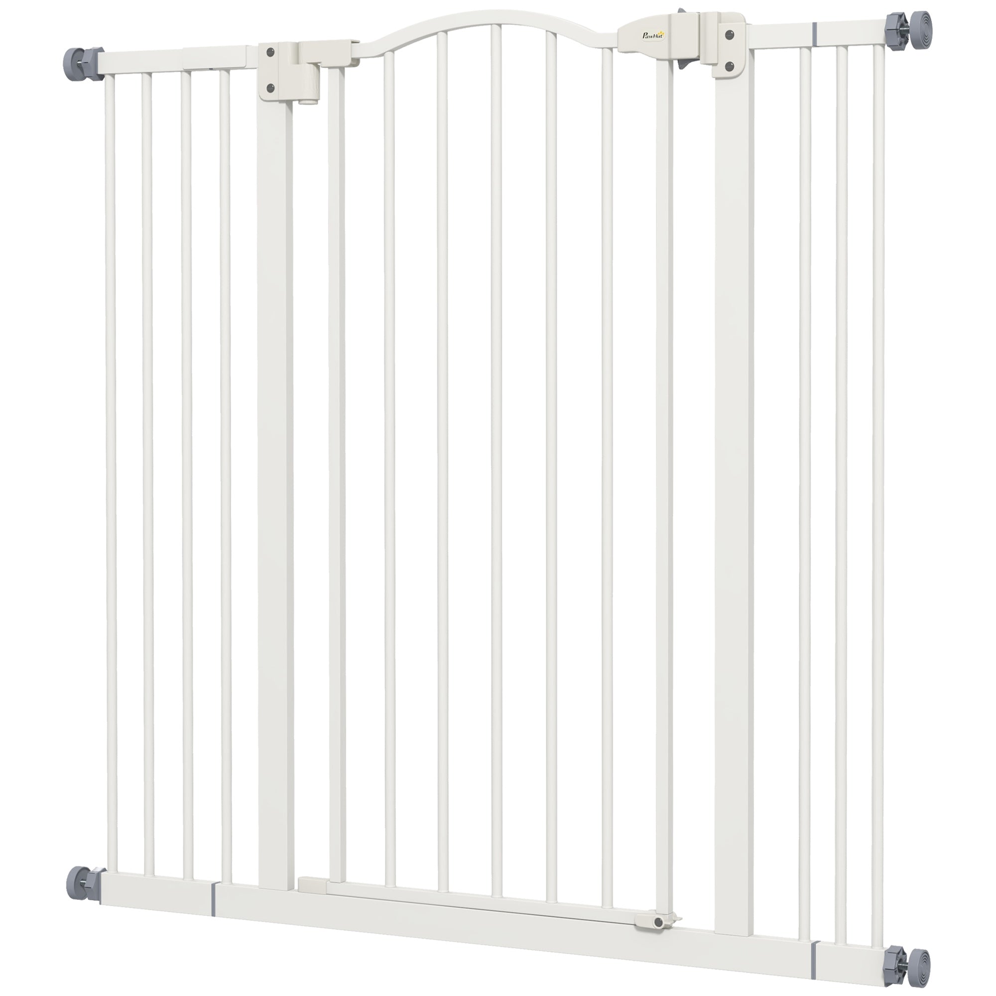 PawHut Pressure Fit Dog Stair Gate No Drilling Safety Gate Auto Close for Doorways, Hallways, 74-100cm Adjustable, 94cm Tall, White