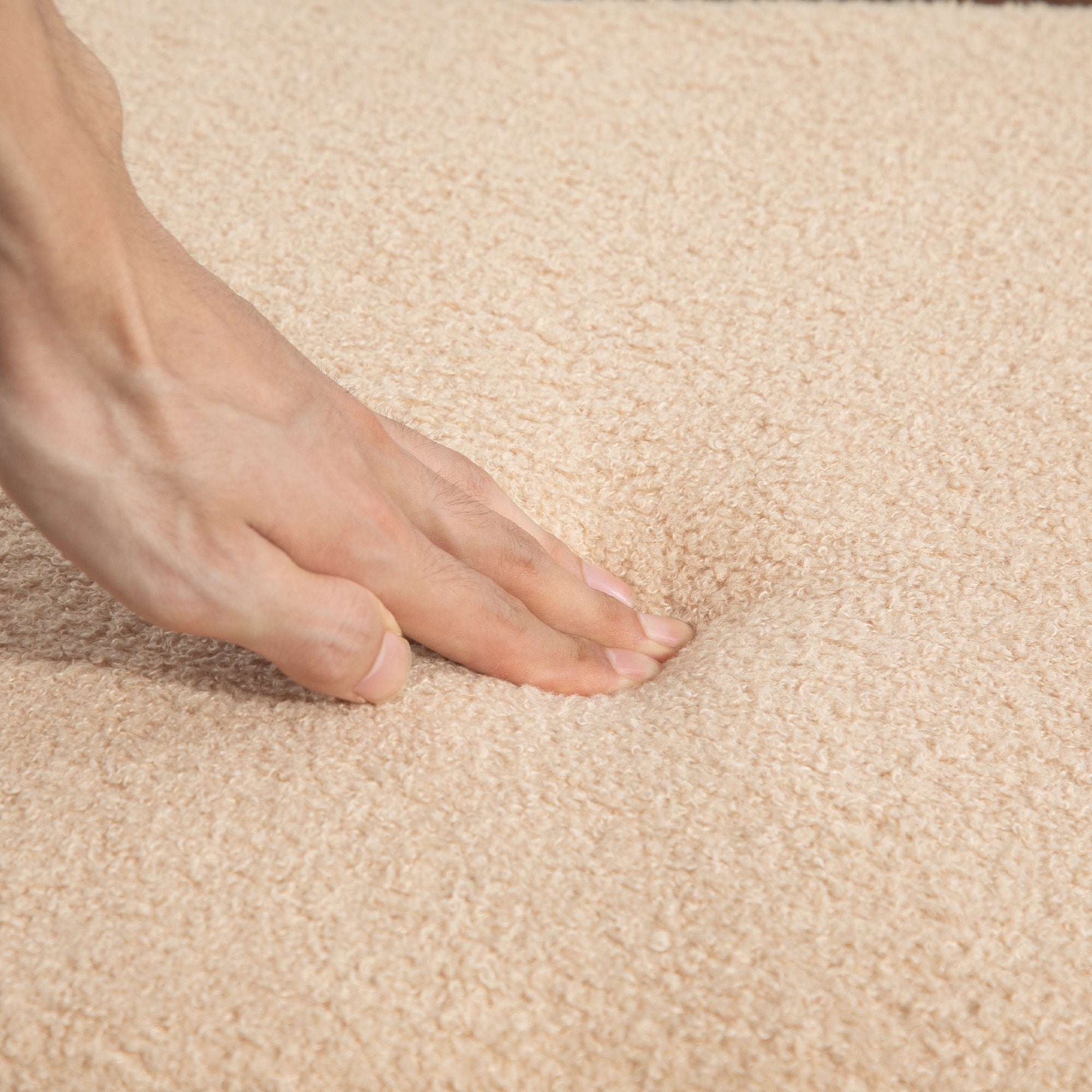 HOMCOM 39" Upholstered End of Bed Bench, Boucle Entryway Bench, Modern U-Shaped Ottoman Bench for Bedroom, Living Room, Hallway, Light Brown