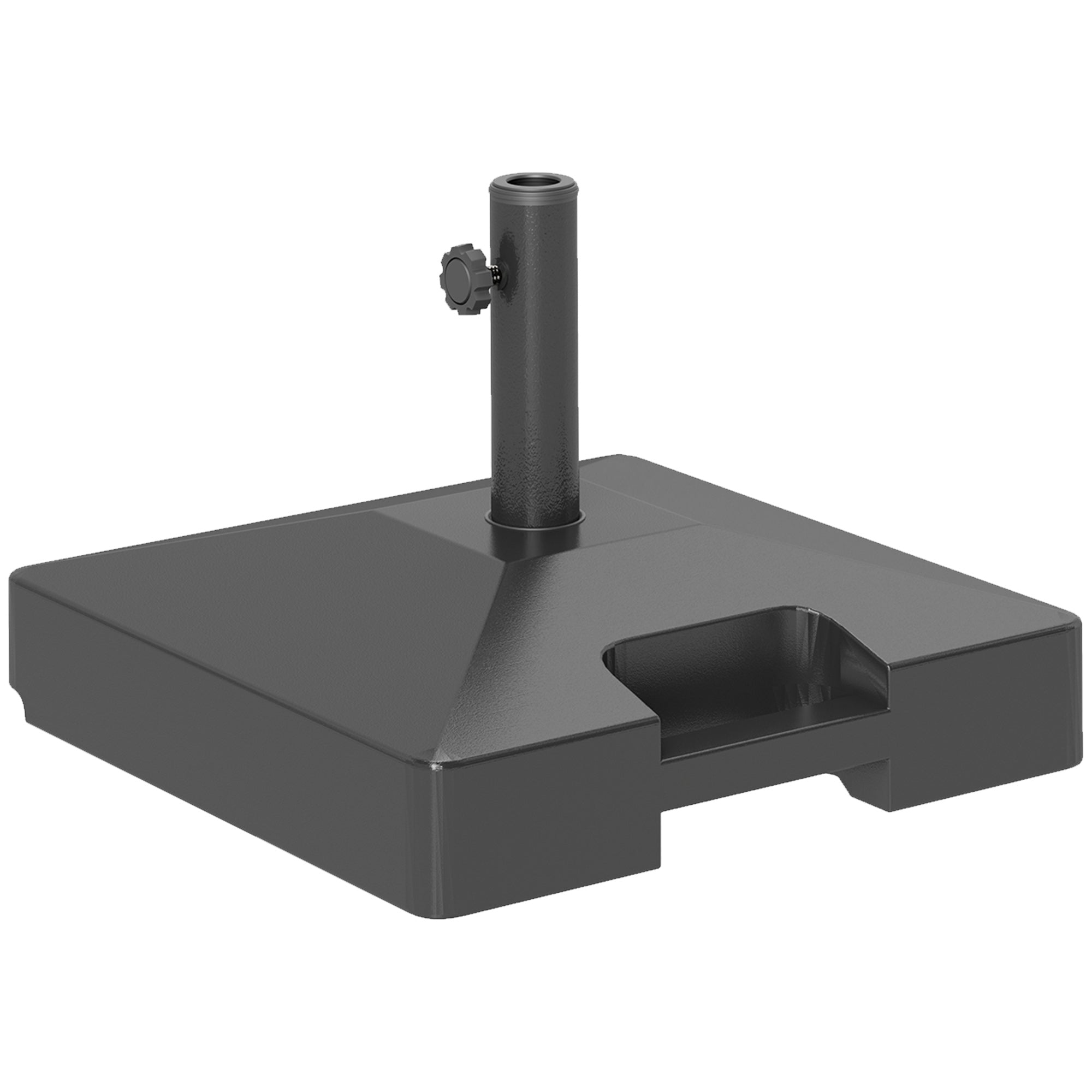 Outsunny Patio Umbrella Base with Wheels Handle, Heavy Duty Outdoor Umbrella Stand Base, Filled Up to 73lbs with Stand or 57lbs with Water for Garden, Poolside, Black