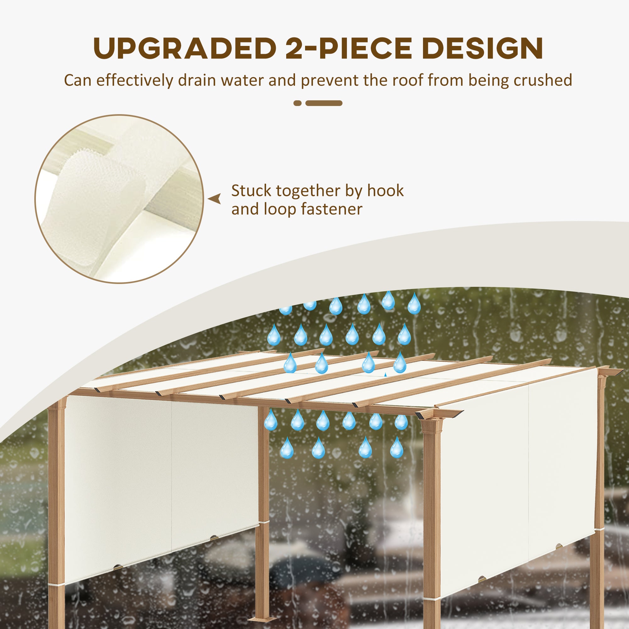 Outsunny 2 Pieces 16.4 x 7.8ft Retractable Pergola Canopy Replacement Cover, Universal Pergola Shade Replacement with Weight Rods, for 9.8' x 9.8' Pergola, Beige