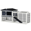 PawHut Solid Wood Rabbit Hutch Bunny Cage Pet Guinea Pig House Outdoor Small Animal Habitat w/ Ramp, Weather-Resistant Asphalt Openable Roof, Pull-out Tray, Dark Grey