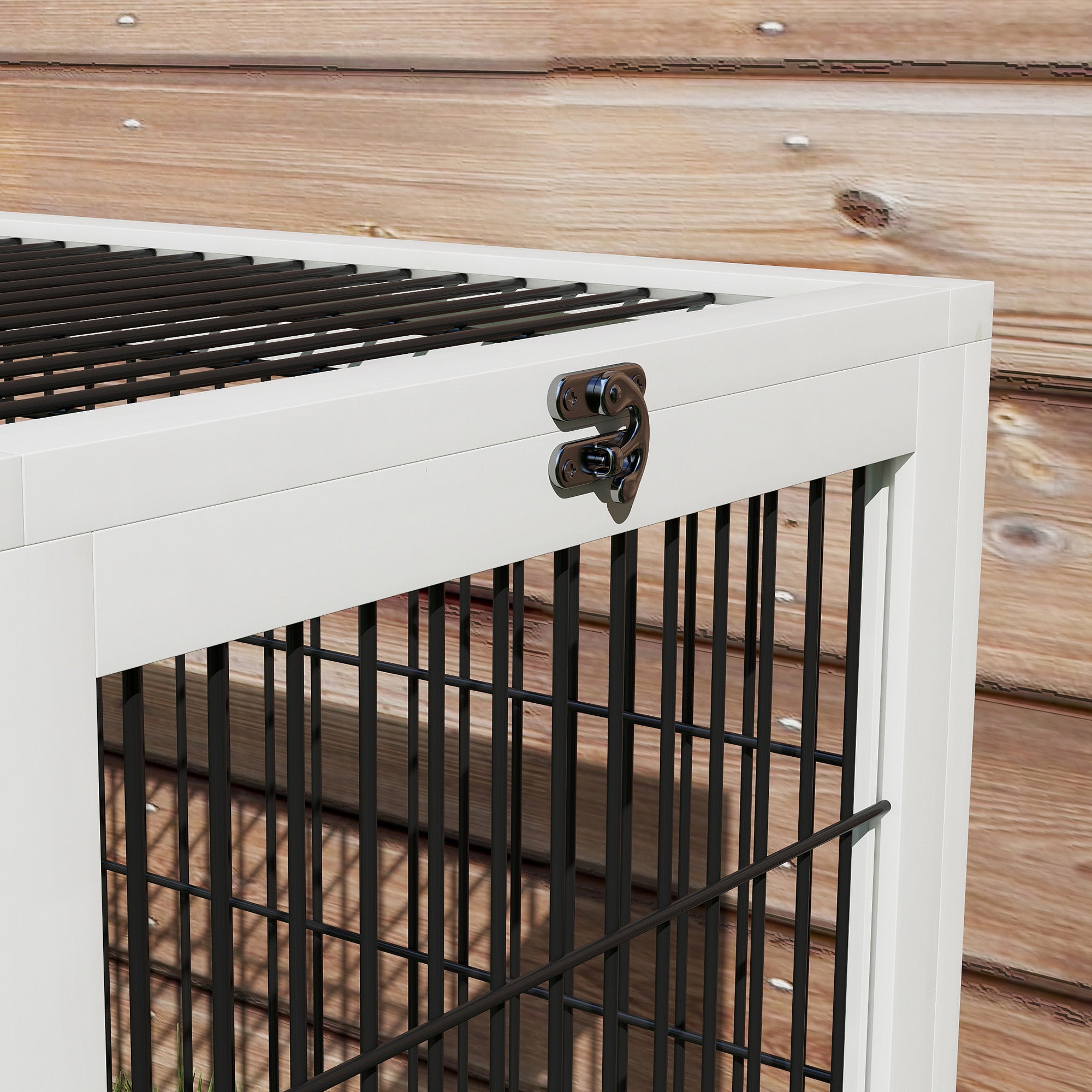 PawHut Solid Wood Rabbit Hutch Bunny Cage Pet Guinea Pig House Outdoor Small Animal Habitat w/ Ramp, Weather-Resistant Asphalt Openable Roof, Pull-out Tray, Dark Grey