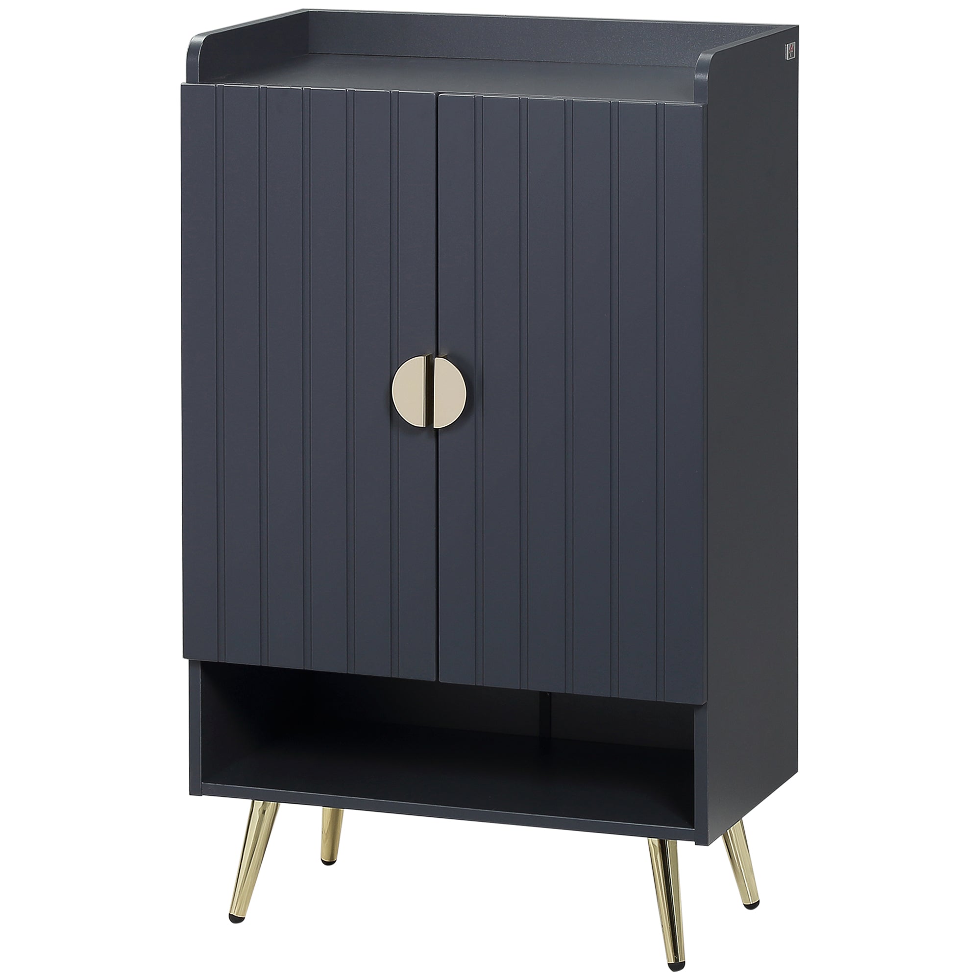 HOMCOM Modern Shoe Cabinet with 2 Doors, Open Shelf and Adjustable Shelves, Hallway Shoe Cupboard for 15 Pairs of Shoes, Entryway Storage Unit, Grey