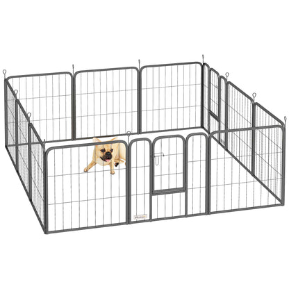 PawHut Dog Pen, 12 Panels Puppy Pen, Heavy Duty Dog Playpen, Portable Detachable Dog Exercise Pen Animal Enclosure for Small Dogs, 60cm High, Black