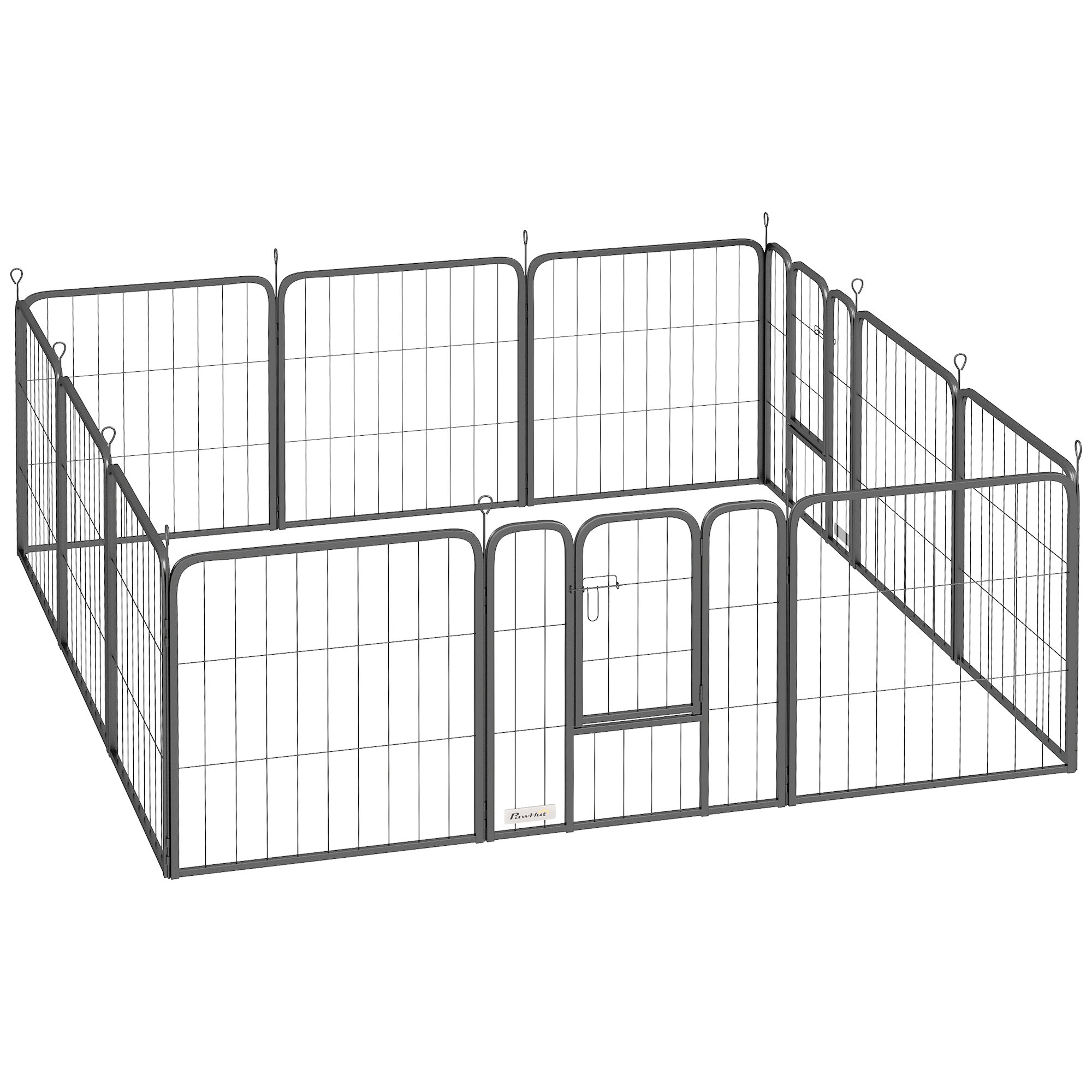 PawHut Dog Pen, 12 Panels Puppy Pen, Heavy Duty Dog Playpen, Portable Detachable Dog Exercise Pen Animal Enclosure for Small Dogs, 60cm High, Black
