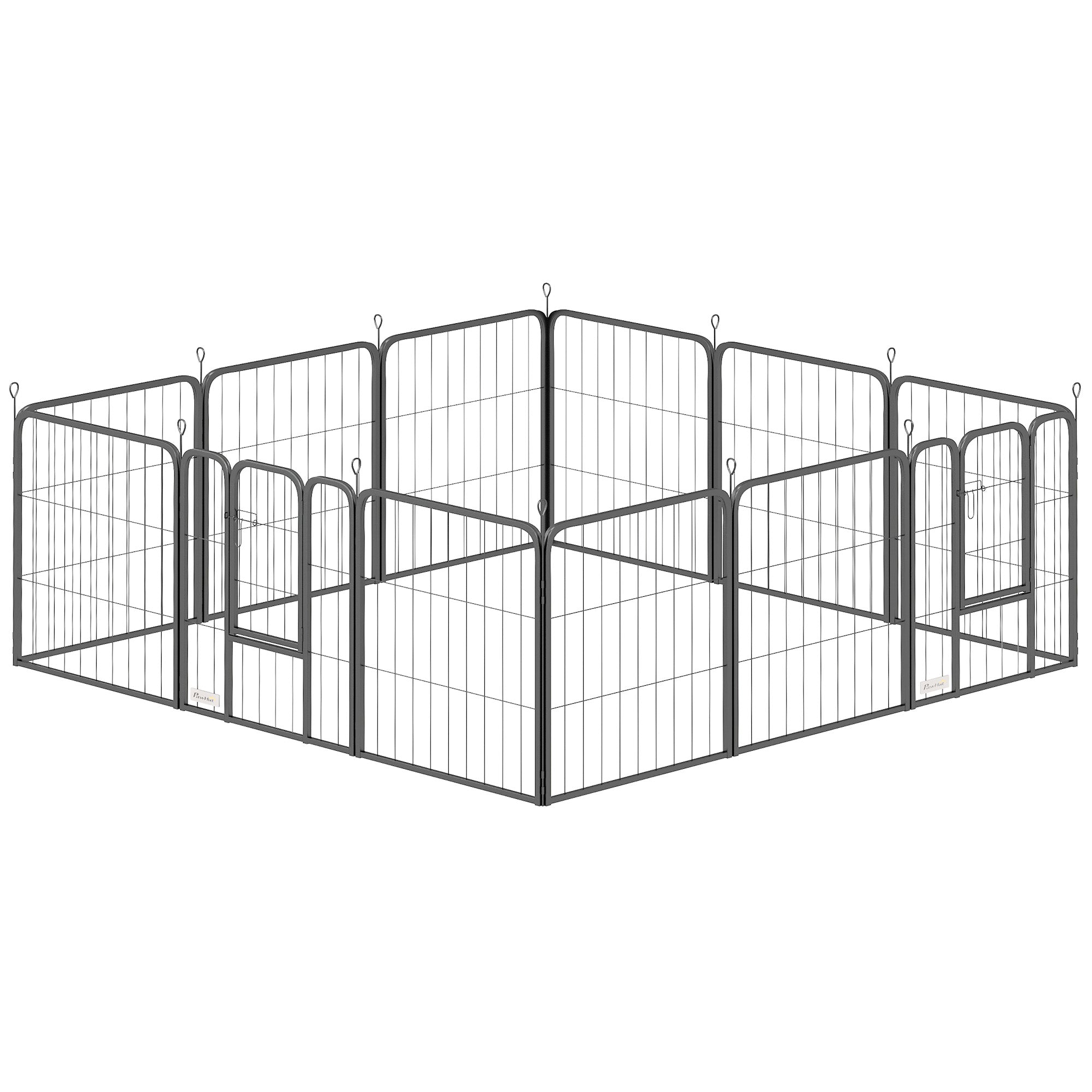 PawHut Dog Pen, 12 Panels Puppy Pen, Heavy Duty Dog Playpen, Portable Detachable Dog Exercise Pen Animal Enclosure for Small Dogs, 60cm High, Black