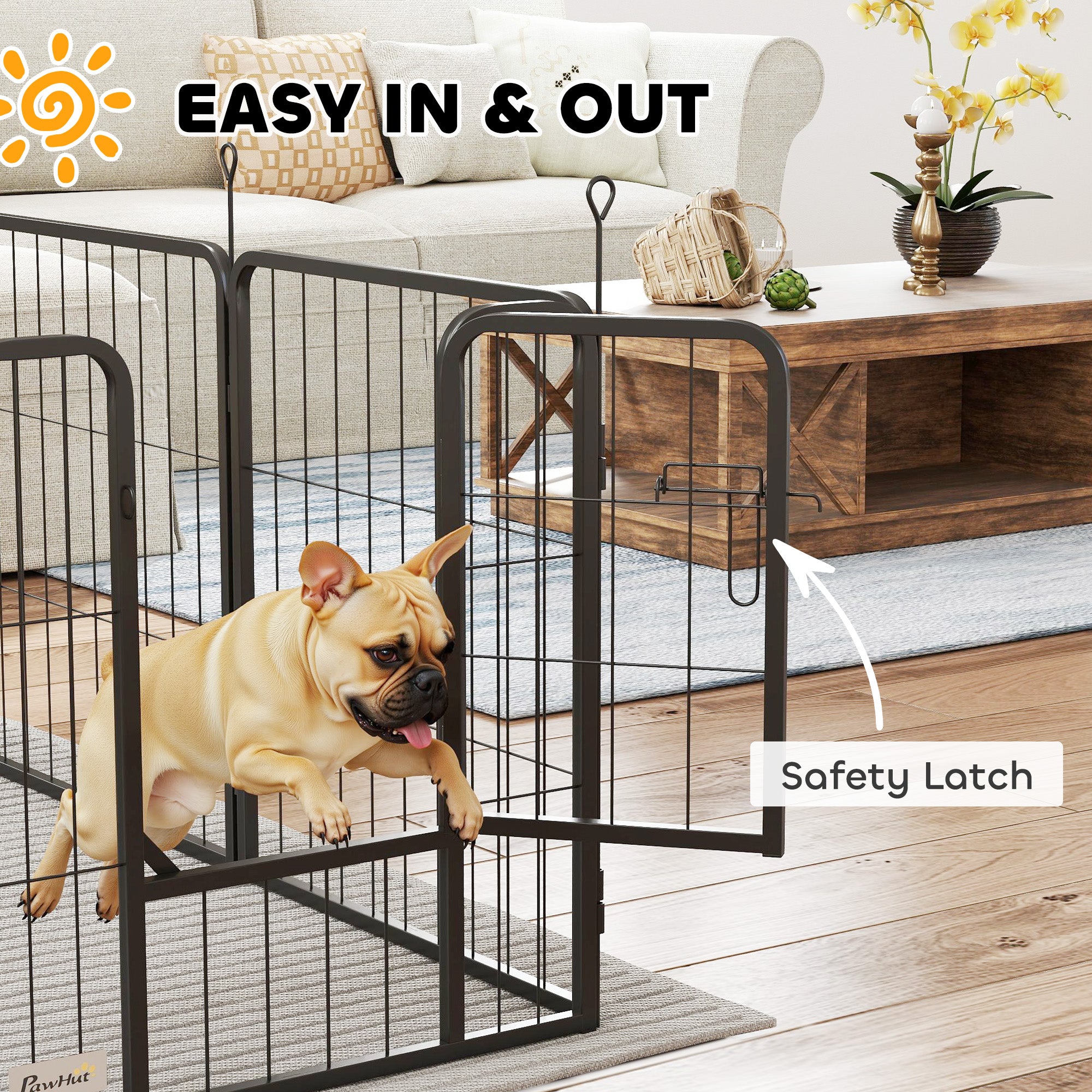 PawHut Dog Pen, 12 Panels Puppy Pen, Heavy Duty Dog Playpen, Portable Detachable Dog Exercise Pen Animal Enclosure for Small Dogs, 60cm High, Black
