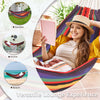 Outsunny 114" Outdoor Hammock, Extra Large Brazilian Style Hammock Cotton, Portable Hanging Camping Bed for Patio Backyard Lounging w/ Carrying Bag, Rainbow Stripe, Multi-colour