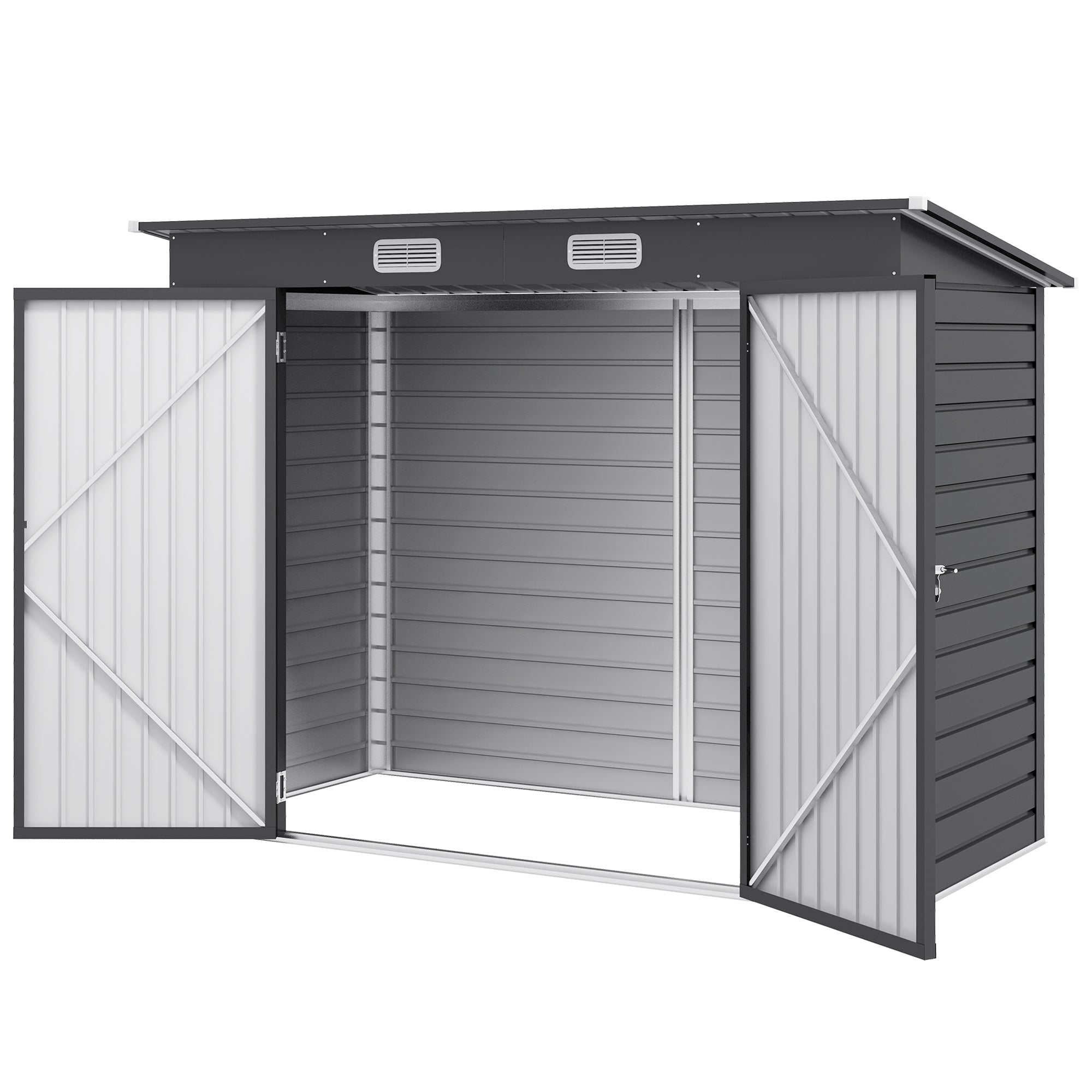 Outsunny 8 x 4FT Outdoor Storage Shed, Galvanized Metal Garden Shed, Waterproof Tool Shed with 2 Vents for Backyard, Lawn, Patio, Grey