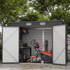Outsunny 8 x 4FT Outdoor Storage Shed, Galvanized Metal Garden Shed, Waterproof Tool Shed with 2 Vents for Backyard, Lawn, Patio, Grey