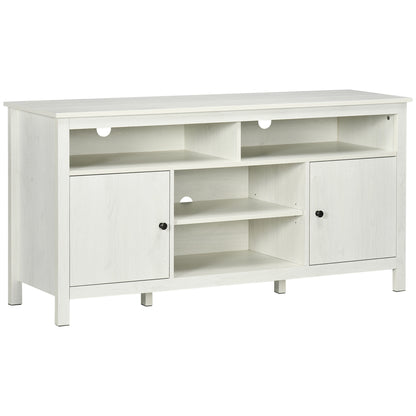 HOMCOM TV Cabinet Stand for TVs up to 65", Entertainment Center with Storage Shelves and Doors for Living Room, Bedroom, White