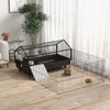 PawHut Metal Small Animal Cage, Rabbit Cage for Guinea Pig, Chinchilla, Hedgehog, Bunny with Removable Wheels and Foldable Detachable Run Fence 47.2" L x 66.9" W x 24.4"H