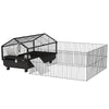 PawHut Metal Small Animal Cage, Rabbit Cage for Guinea Pig, Chinchilla, Hedgehog, Bunny with Removable Wheels and Foldable Detachable Run Fence 47.2" L x 66.9" W x 24.4"H