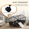 PawHut Metal Small Animal Cage, Rabbit Cage for Guinea Pig, Chinchilla, Hedgehog, Bunny with Removable Wheels and Foldable Detachable Run Fence 47.2" L x 66.9" W x 24.4"H