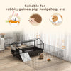 PawHut Metal Small Animal Cage, Rabbit Cage for Guinea Pig, Chinchilla, Hedgehog, Bunny with Removable Wheels and Foldable Detachable Run Fence 47.2" L x 66.9" W x 24.4"H