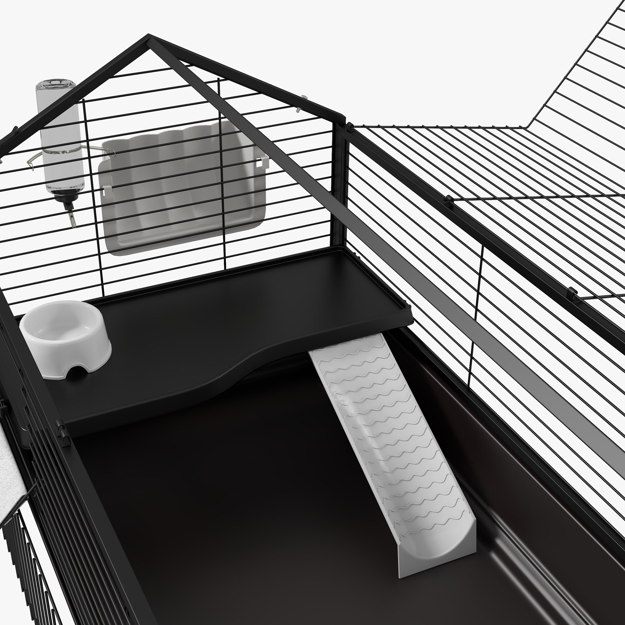 PawHut Metal Small Animal Cage, Rabbit Cage for Guinea Pig, Chinchilla, Hedgehog, Bunny with Removable Wheels and Foldable Detachable Run Fence 47.2" L x 66.9" W x 24.4"H