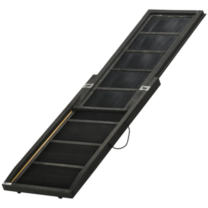 PawHut Folding Dog Ramp, 65 Inches Portable Pet Ramp with Carry Handle, Non-Slip Rubber Ramp for Cars Trucks and SUVs, Black