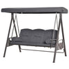 Outsunny 3 Seater Porch Swing Heavy Duty Outdoor Swing Chair Outdoor Lounge Hammock Cushioned Seat w/ Tilt Canopy, Dark Grey