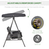 Outsunny 3 Seater Porch Swing Heavy Duty Outdoor Swing Chair Outdoor Lounge Hammock Cushioned Seat w/ Tilt Canopy, Dark Grey