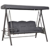Outsunny 3 Seater Porch Swing Heavy Duty Outdoor Swing Chair Outdoor Lounge Hammock Cushioned Seat w/ Tilt Canopy, Dark Grey