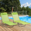 Outsunny  Set of 2 Folding Chaise Lounge Pool Chairs, Outdoor Sun Tanning Chairs with Pillow, Reclining Back, Steel Frame & Breathable Mesh for Beach, Yard, Patio, Green