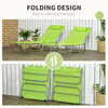 Outsunny  Set of 2 Folding Chaise Lounge Pool Chairs, Outdoor Sun Tanning Chairs with Pillow, Reclining Back, Steel Frame & Breathable Mesh for Beach, Yard, Patio, Green