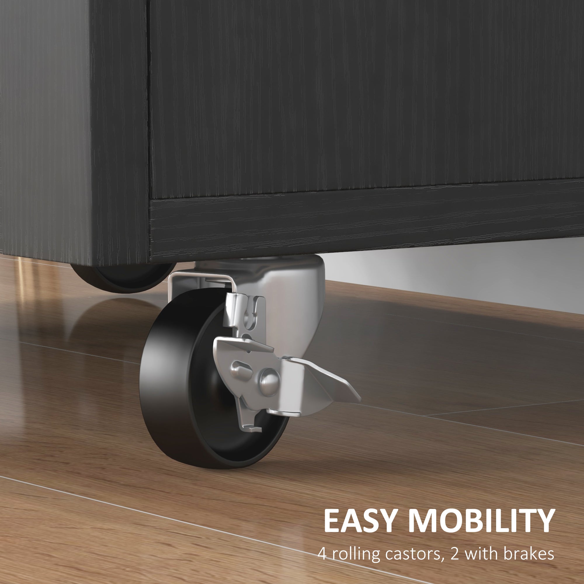 HOMCOM Kitchen Island with Storage, Rolling Kitchen Cart with Rubberwood Top, Drawer, Spice Rack, Towel Rack, Cabinet and Adjustable Shelf (Distressed Black)