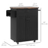 HOMCOM Kitchen Island with Storage, Rolling Kitchen Cart with Rubberwood Top, Drawer, Spice Rack, Towel Rack, Cabinet and Adjustable Shelf (Distressed Black)