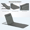 Outsunny Set of 2 Beach Lounge Chair Sun Lounger, Folding Ground Beach Mat w/ Adjustable Back, Steel Frame, Head Pillow and Carry Bag for Backyard Lakeside, Grey