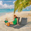 Outsunny Set of 2 Beach Lounge Chair Sun Lounger, Folding Ground Beach Mat w/ Adjustable Back, Steel Frame, Head Pillow and Carry Bag for Backyard Lakeside, Grey