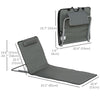Outsunny Set of 2 Beach Lounge Chair Sun Lounger, Folding Ground Beach Mat w/ Adjustable Back, Steel Frame, Head Pillow and Carry Bag for Backyard Lakeside, Grey