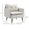 HOMCOM Accent Chair with Cushioned Seat and Back, Upholstered Fabric Armchair for Bedroom, Button Tufted Living Room Chair with Arms and Steel Legs, Cream White