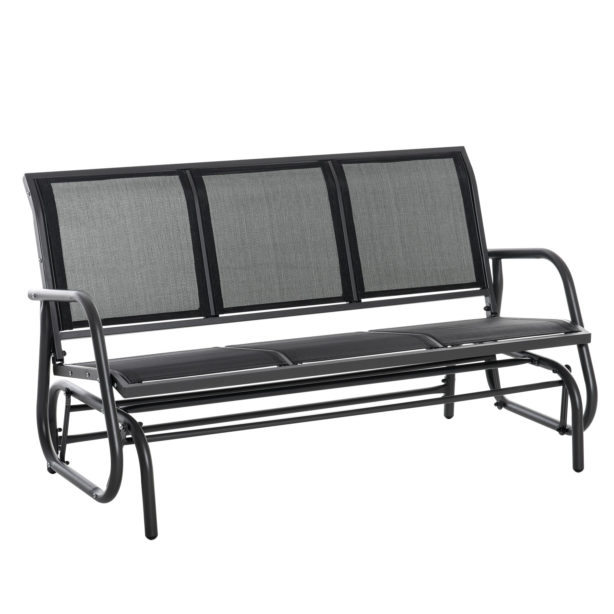 Outsunny 3-Seat Outdoor Glider Chair, Patio Glider Outdoor Rocking Chair with Steel Frame, Sling Fabric Seat for Garden, Backyard, Lawn, Black