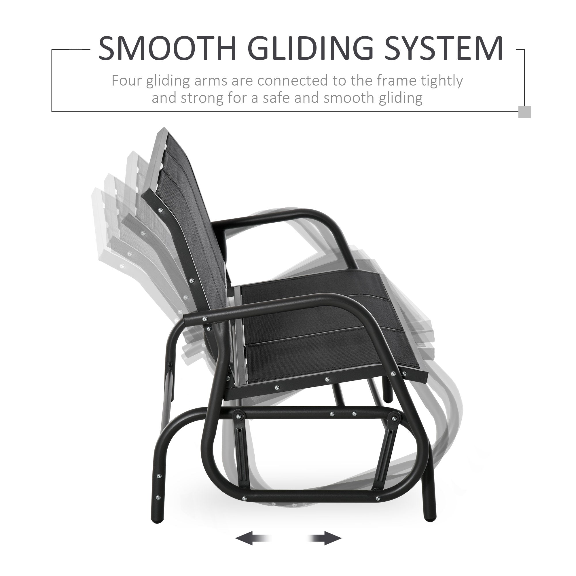 Outsunny 3-Seat Outdoor Glider Chair, Patio Glider Outdoor Rocking Chair with Steel Frame, Sling Fabric Seat for Garden, Backyard, Lawn, Black