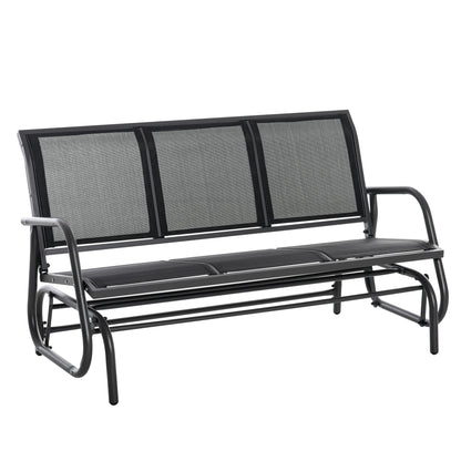 Outsunny 3-Seat Outdoor Glider Chair, Patio Glider Outdoor Rocking Chair with Steel Frame, Sling Fabric Seat for Garden, Backyard, Lawn, Black