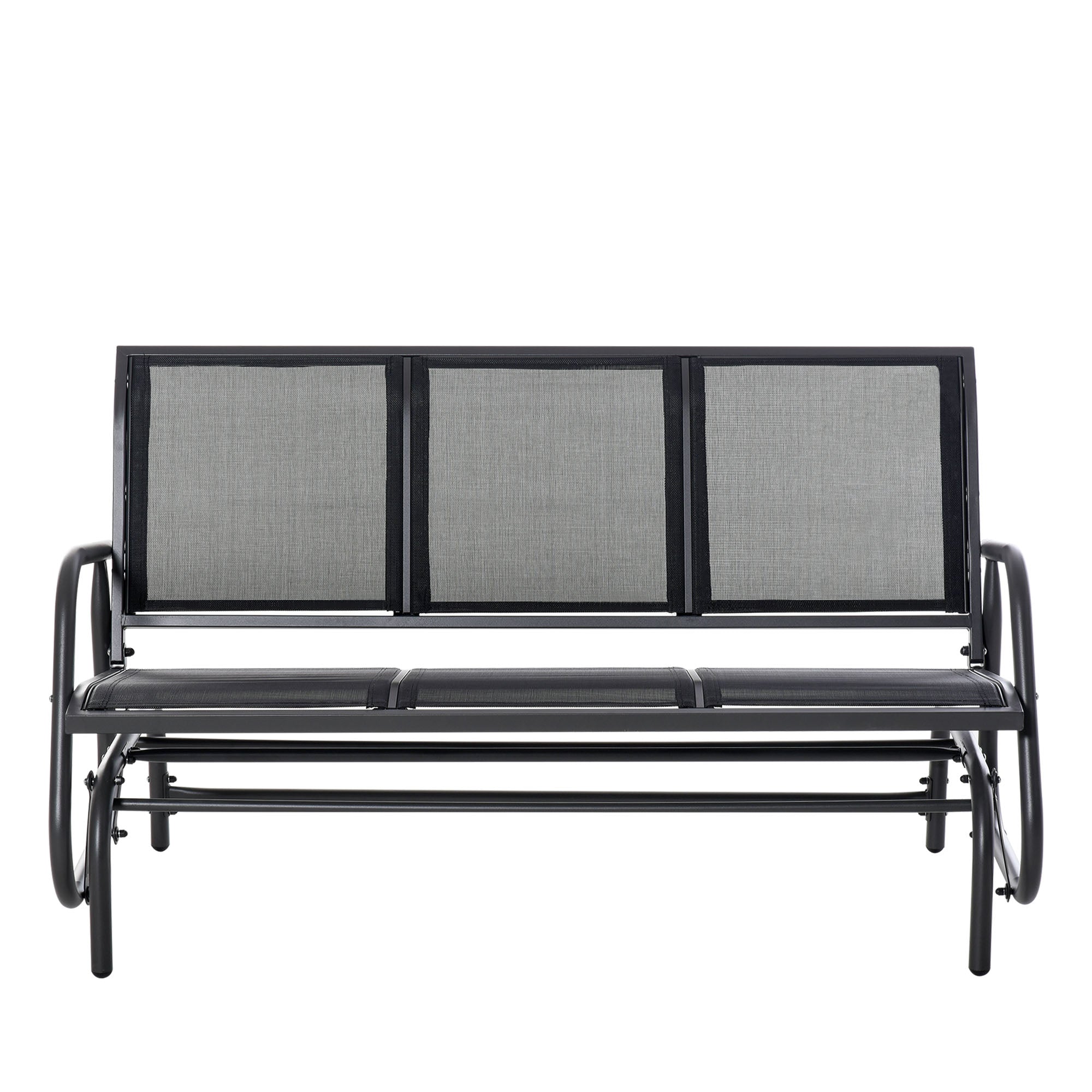 Outsunny 3-Seat Outdoor Glider Chair, Patio Glider Outdoor Rocking Chair with Steel Frame, Sling Fabric Seat for Garden, Backyard, Lawn, Black