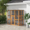 PawHut Large Outdoor Catio Enclosure, Weatherproof Cat House with Asphalt Roof,  Wooden Cat Patio Cage with 6 Balanced Platforms, 71" x 39" x 71", Orange