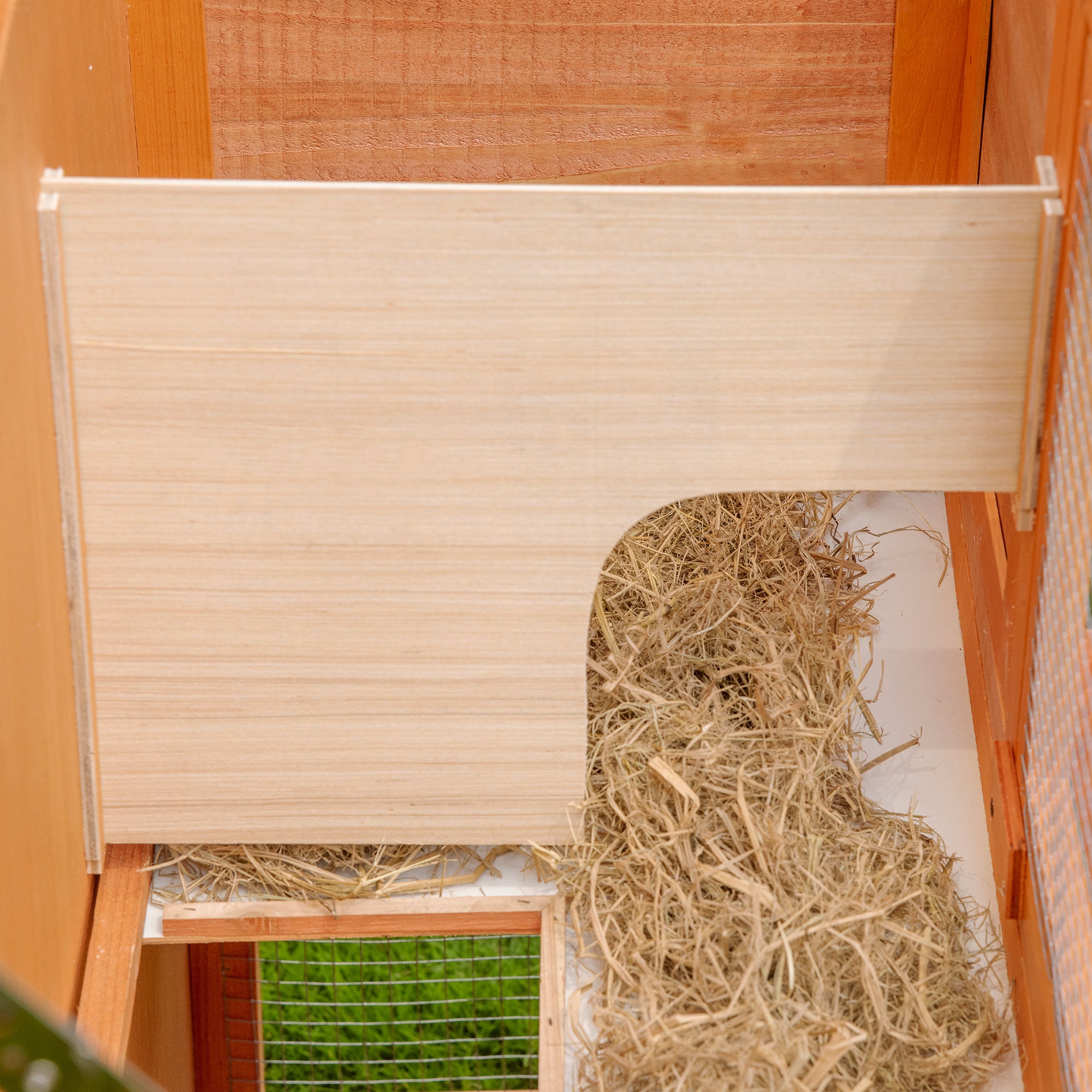 PawHut 2 Tier Elevated Wooden Rabbit Hutch Bunny House Small Animal Cage 47"L x 19"W x 39"H w/ Sliding-Out Tray